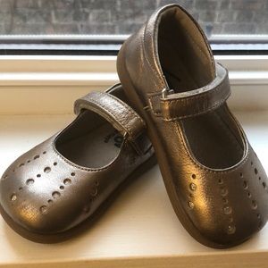 Metallic Mary Janes with dot detail